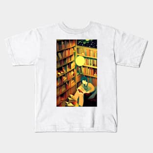 Hygge Library Bookworm | National library week | literacy week Kids T-Shirt